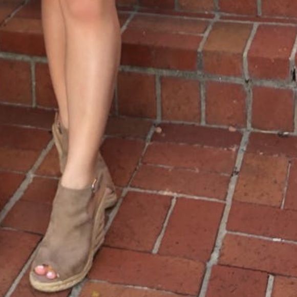 Taupe Espadrille Wedge Ankle Strap Platform Sandal - Picture 2 of 8